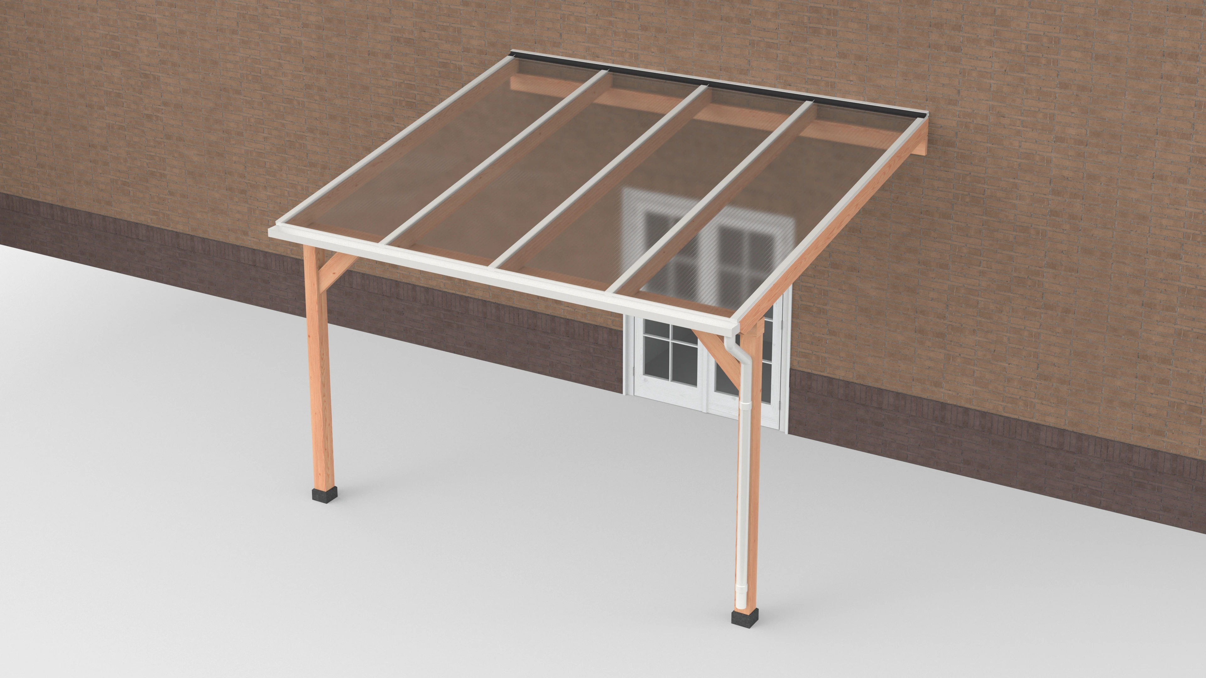 Douglas Terrasoverkapping Geschaafd Wit - Polycarbonaat Opaal - 400 x 350 cm - Afbeelding 1